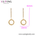 E-665 xuping pendientes de gota de diamante de imitación de diseño de círculo de color oro de acero inoxidable 24k